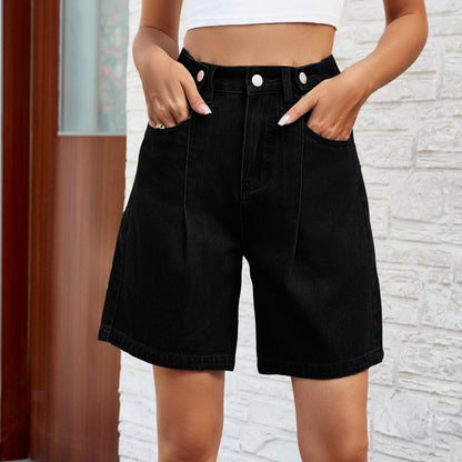 Pantaloni scurți din denim cu talie reglabilă Cristina Gore pentru femei
