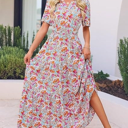 Floral Maxi Dress Cristina Gore Summer Comfort