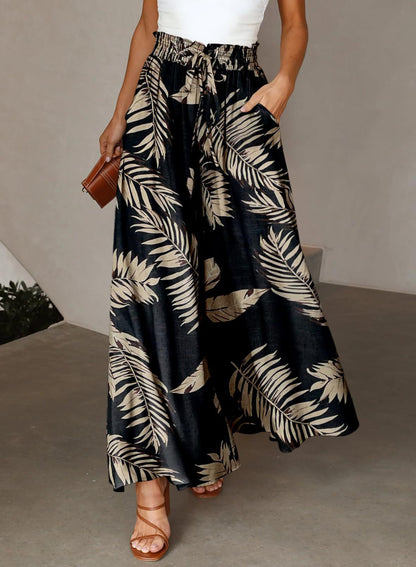 Pantaloni largi cu imprimeu floral Cristina - Inspirație de vară