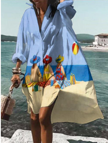 Rochie midi cămașă Cristina - Model floral cu rever