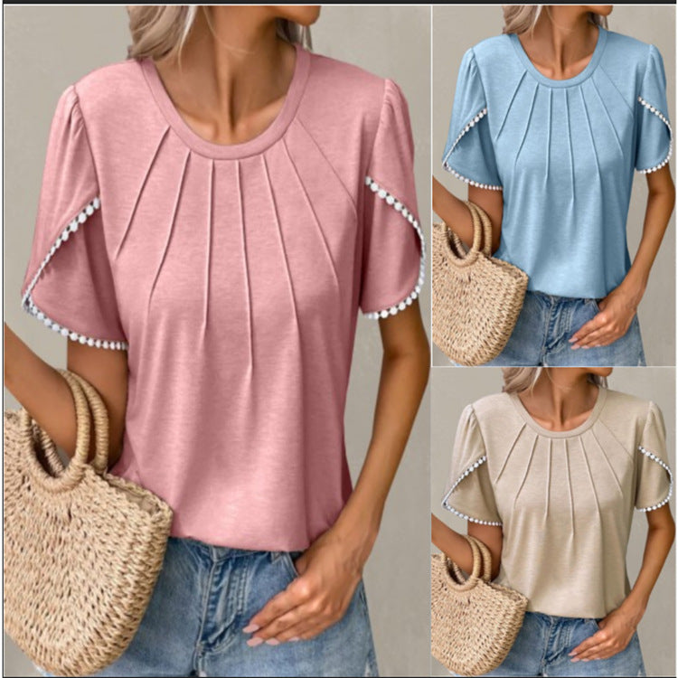 Tricou elegant de vară cu mânecă tip lalea Cristina Gore