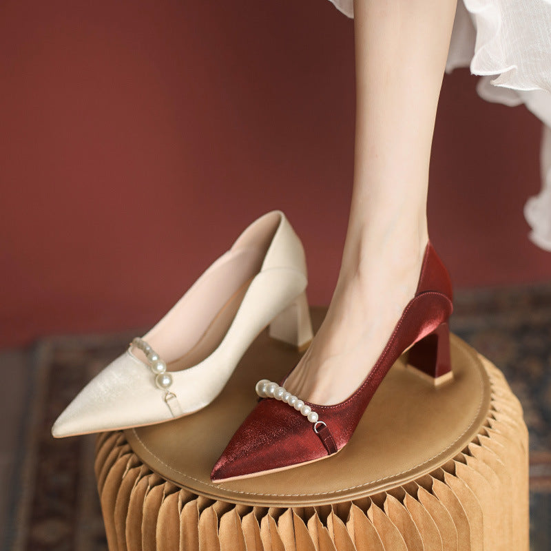 Elegant Pearl Pointed Heels by Cristina Gore