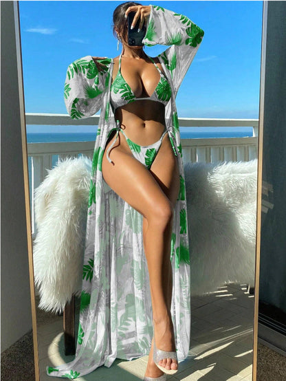 Set bikini cu mânecă lungă și imprimeu floral vibrant Cristina Gore