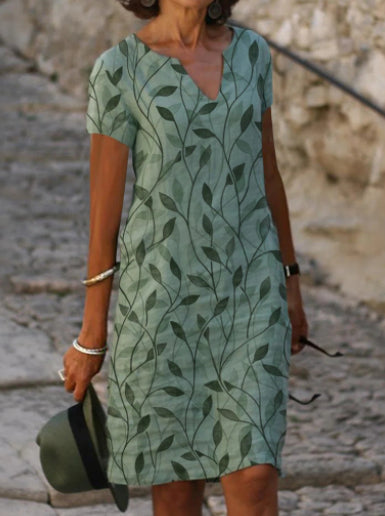 Rochie midi cu imprimeu Cristina - Croială lejeră în talie