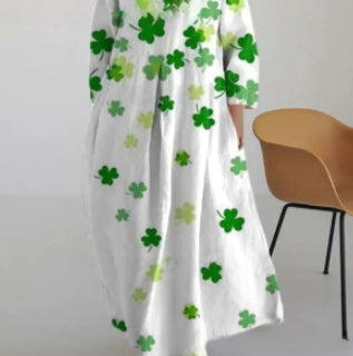 Rochie Cristina cu imprimeu floral - croială trapezoidală artistică