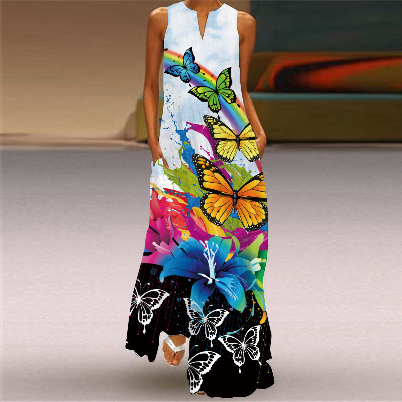 Rochie lungă cu imprimeu vibrant Cristina Gore