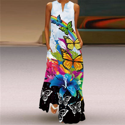 Rochie lungă cu imprimeu vibrant Cristina Gore