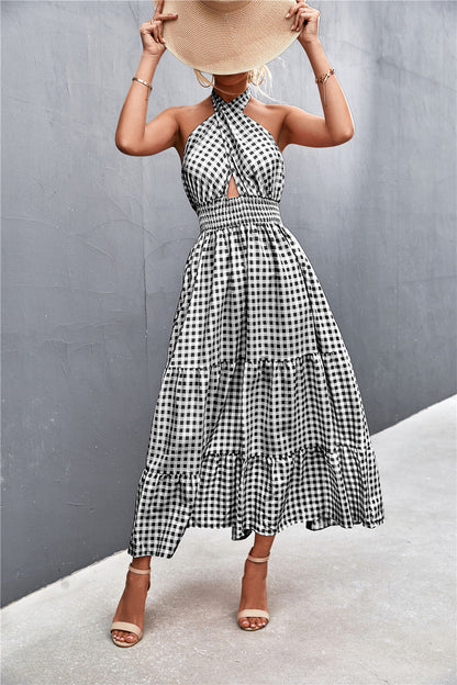 Rochie elegantă cu spate gol, cu halter, de Cristina Gore