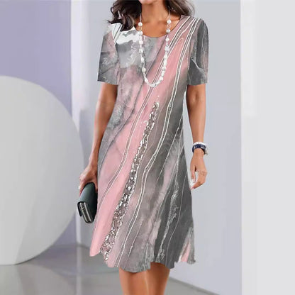 Rochie trapez Cristina – Imprimeu artistic și confort