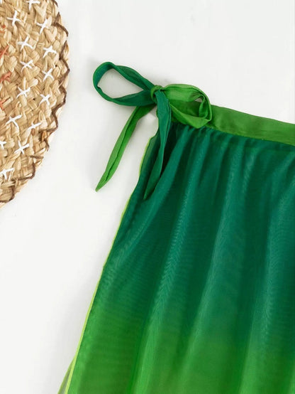 Set de trei piese bikini Cristina Gore cu degrade verde