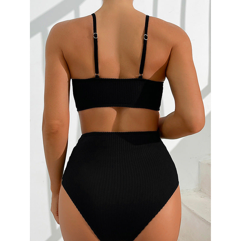 Costum de baie elegant cu dungi Cristina Gore, format din două piese