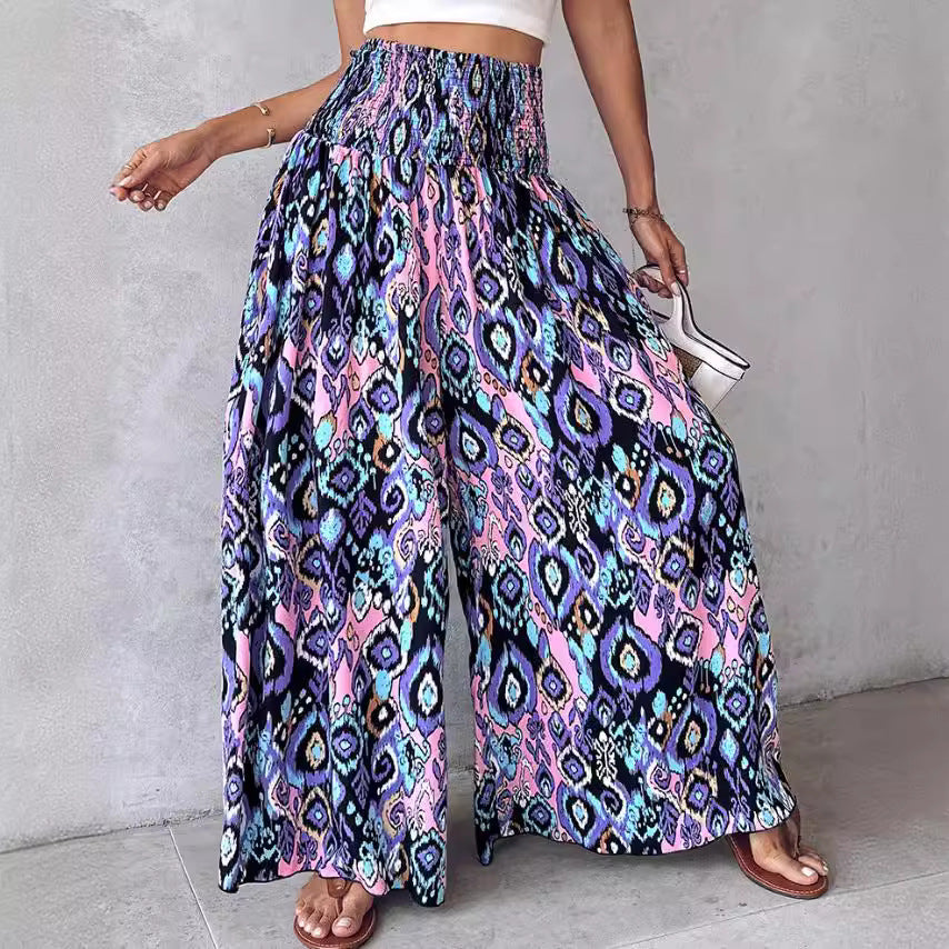 Pantaloni retro florali cu picior larg de Cristina Gore