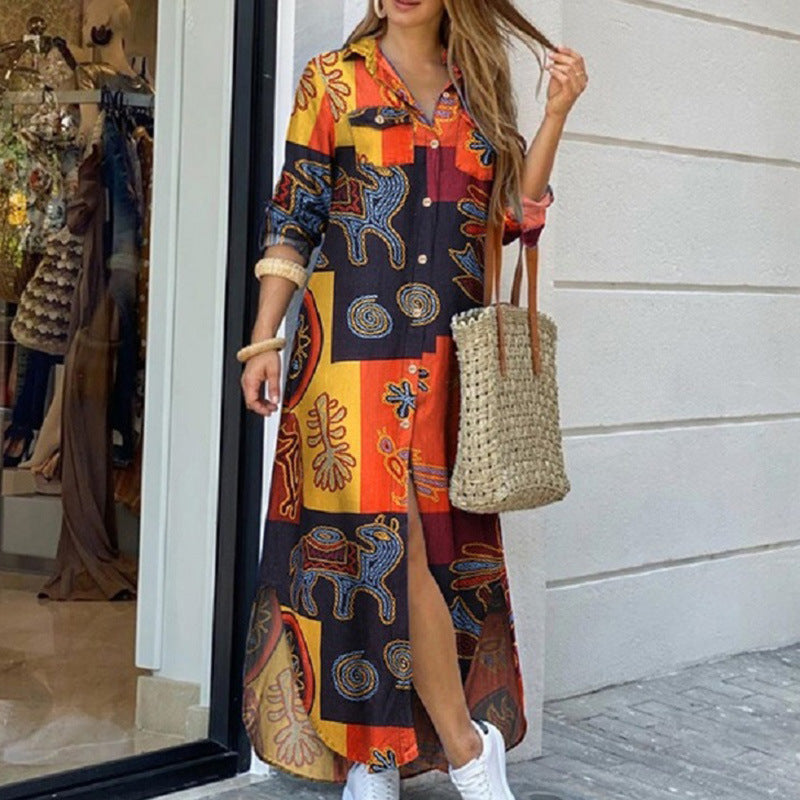 Rochie-cămașă cu imprimeu vibrant Cristina Gore
