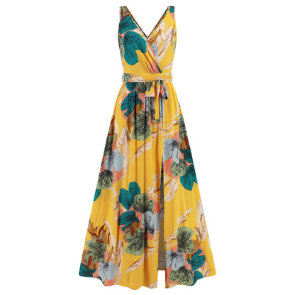 Rochie maxi cu decolteu în V și imprimeu floral de Cristina Gore