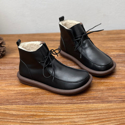 Ghete din piele de vacă Cristina cu căptușeală de catifea - Căldură suplimentară