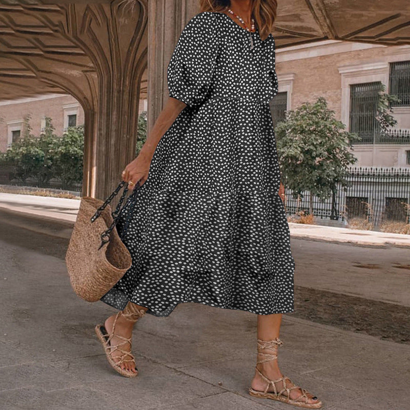 Rochie midi de vară cu imprimeu floral Cristina Gore