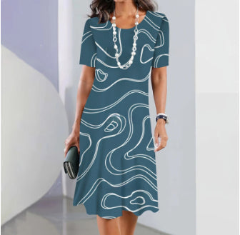 Rochie trapez Cristina cu imprimeu 3D - Inspirație casual