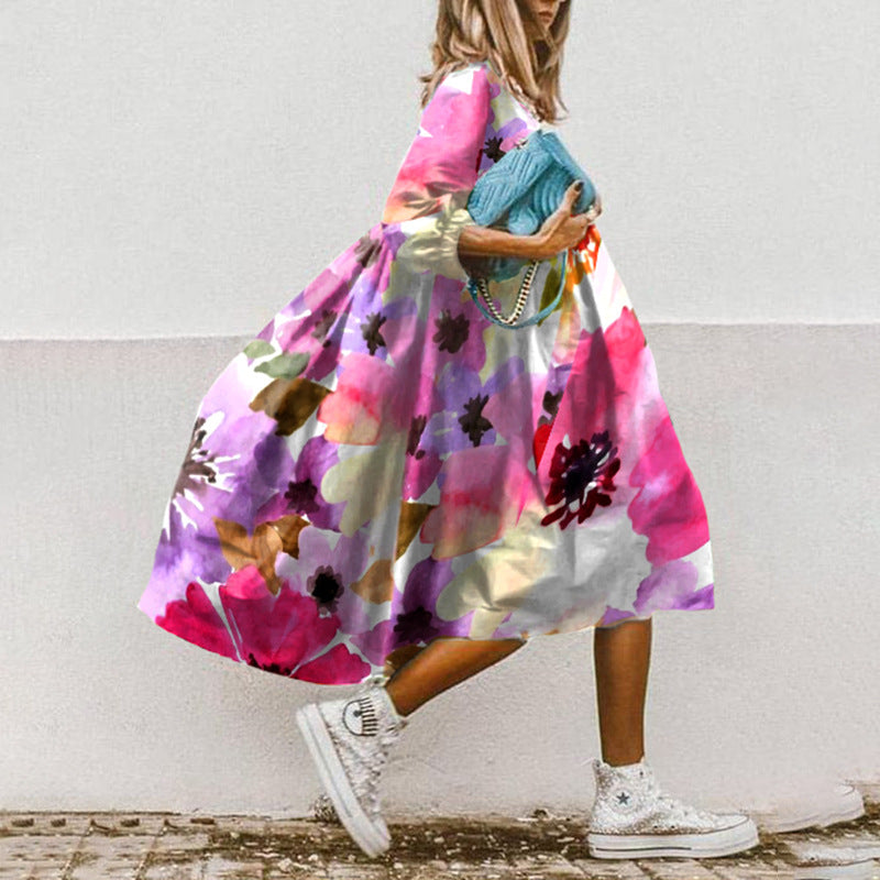 Rochie maxi boemă Cristina - Imprimeu floral îndrăzneț