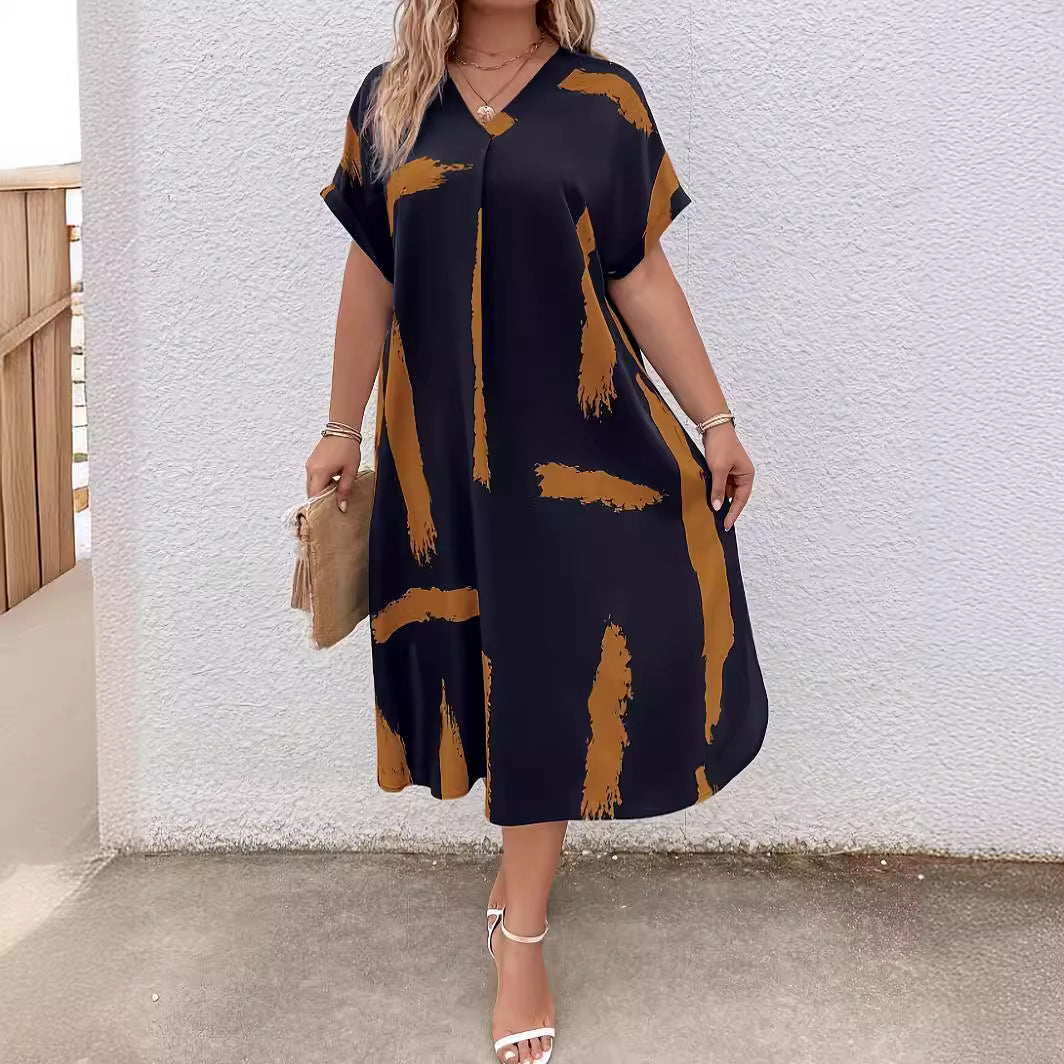 Rochie maxi Dolman cu imprimeu geometric modern Cristina Gore