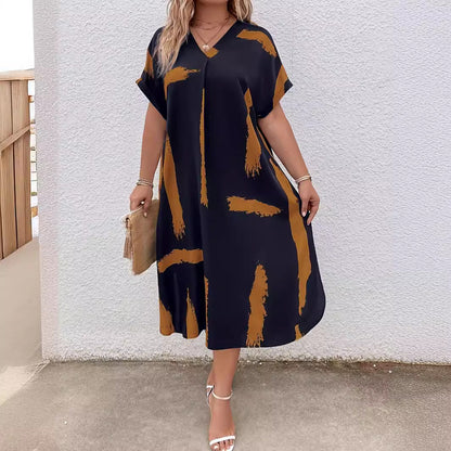 Rochie maxi Dolman cu imprimeu geometric modern Cristina Gore