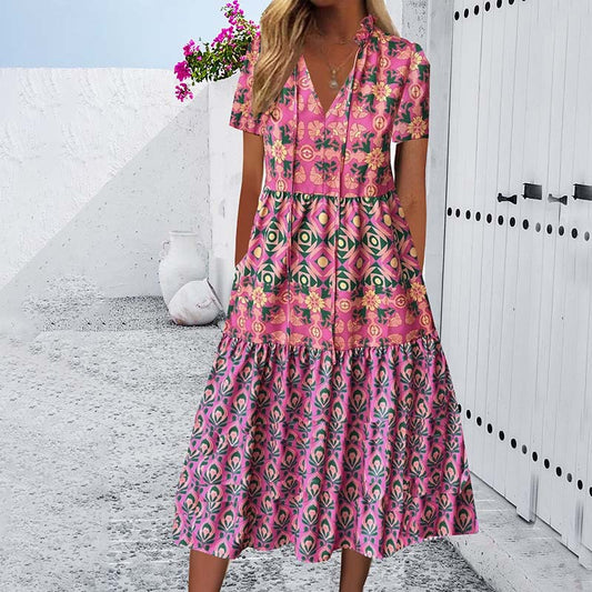 Vibrant Printed Cristina Gore Summer Midi Dress