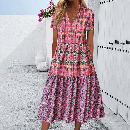 Rochie midi de vară cu imprimeu vibrant Cristina Gore