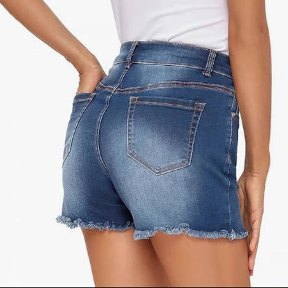 Pantaloni scurți din denim cu talie înaltă, slim fit, de Cristina Gore