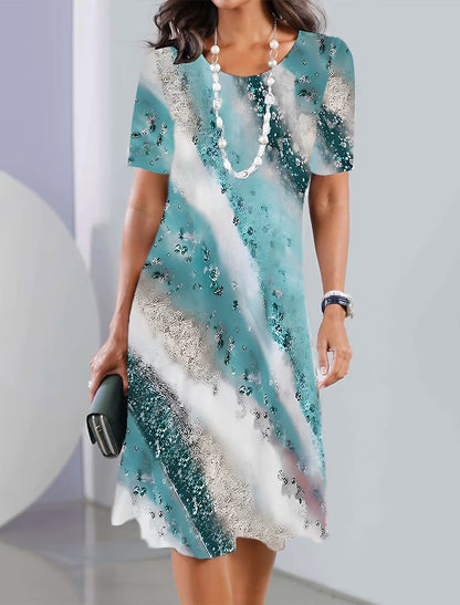 Rochie trapez Cristina – Imprimeu artistic și confort