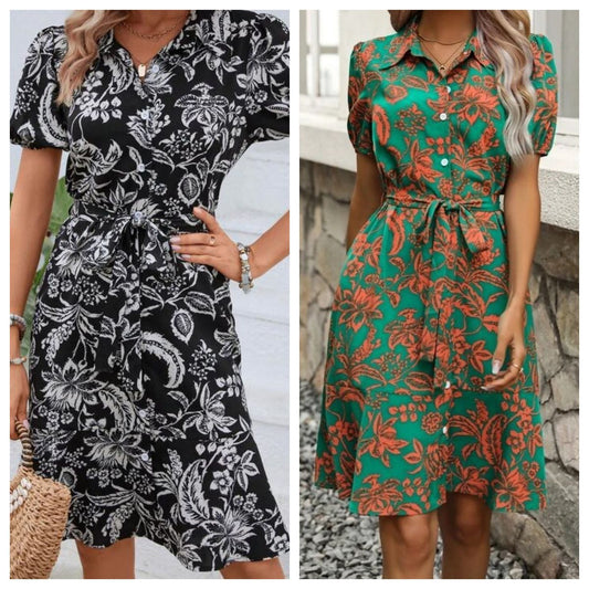 Rochie de vară cu imprimeu floral și nasturi Cristina Gore