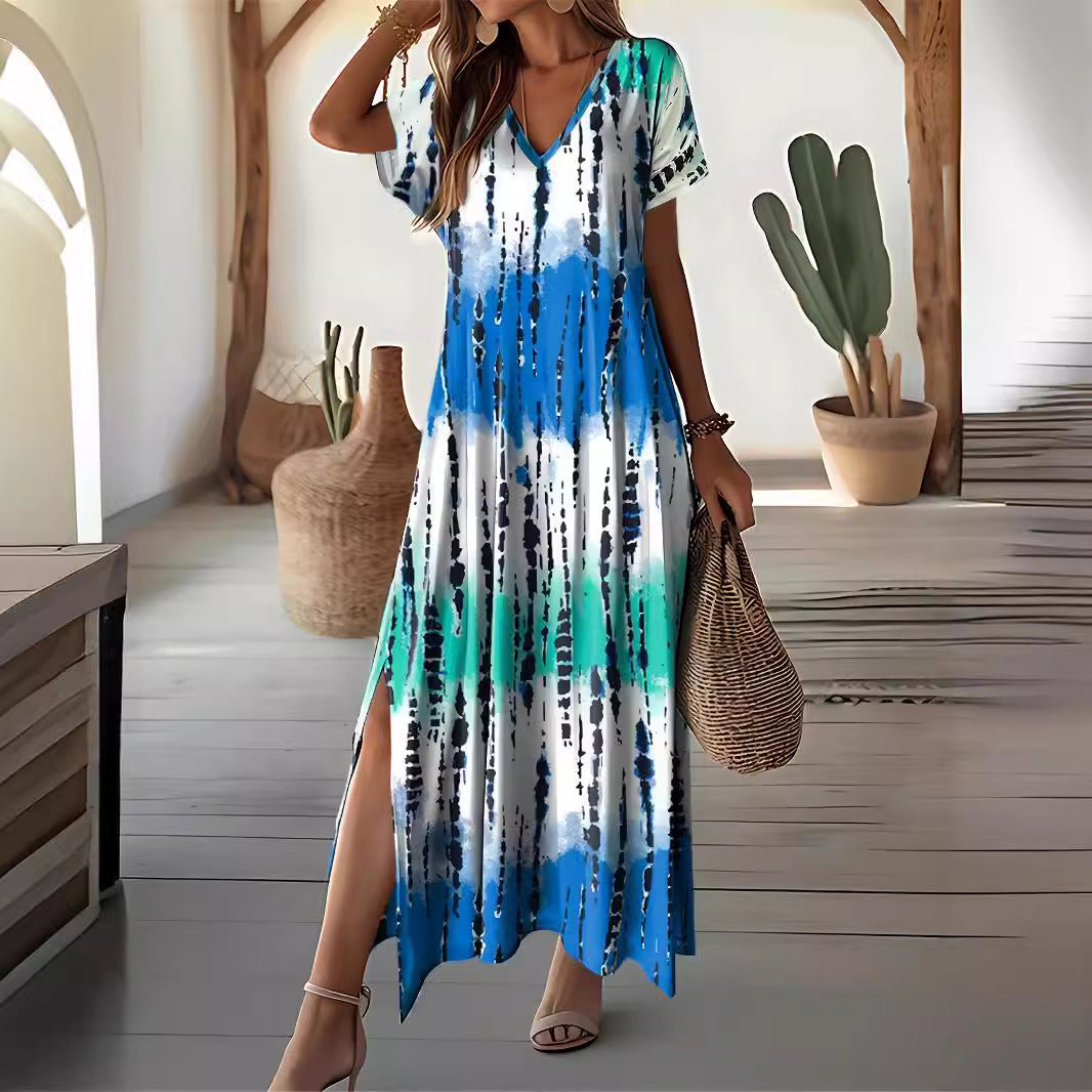 Rochie maxi elegantă vopsită în stil Tie-Dye de Cristina Gore