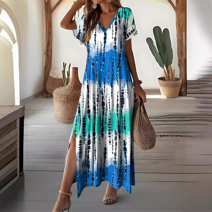 Rochie maxi elegantă vopsită în stil Tie-Dye de Cristina Gore