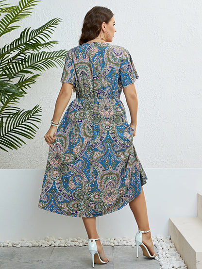 Rochie de vară cu imprimeu retro și decolteu în V Cristina Gore