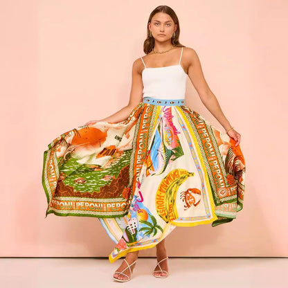 Fustă Cristina cu imprimeu neregulat - Inspirație asimetrică