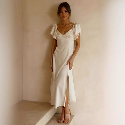 Rochie Cristina din satin plisat - Eleganță cu umerii goi