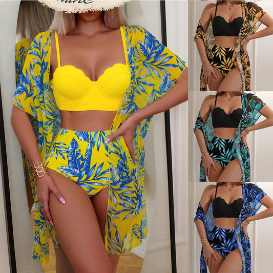 Vibrant Maple Leaf High Waist Bikini by Cristina Gore
