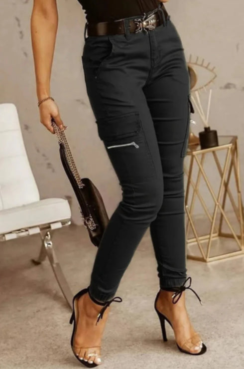 Pantaloni cargo Cristina - Talie joasă, buzunare practice