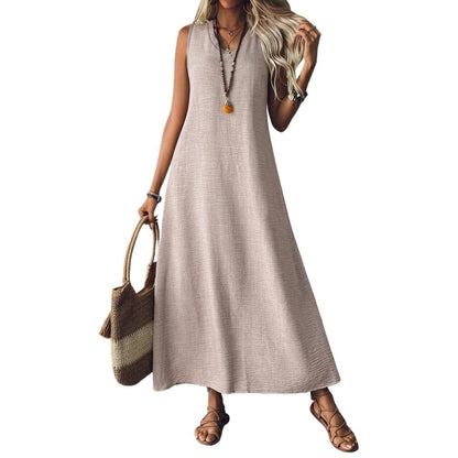 Rochie elegantă fără mâneci din cânepă Cristina Gore