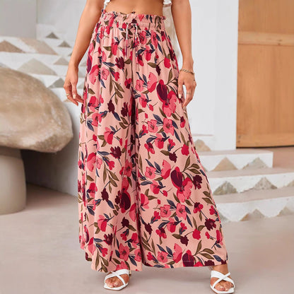 Pantaloni largi cu imprimeu floral Cristina - Inspirație de vară