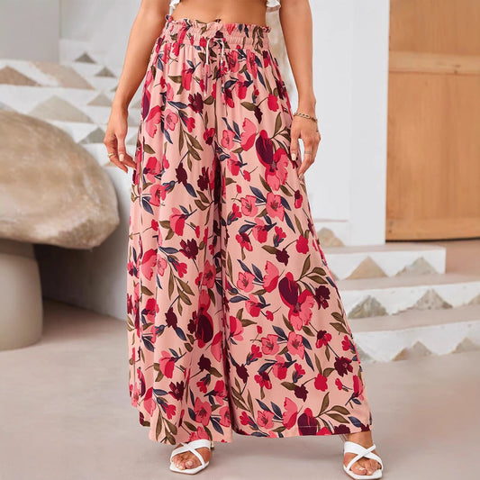 Pantaloni largi cu imprimeu floral Cristina - Inspirație de vară