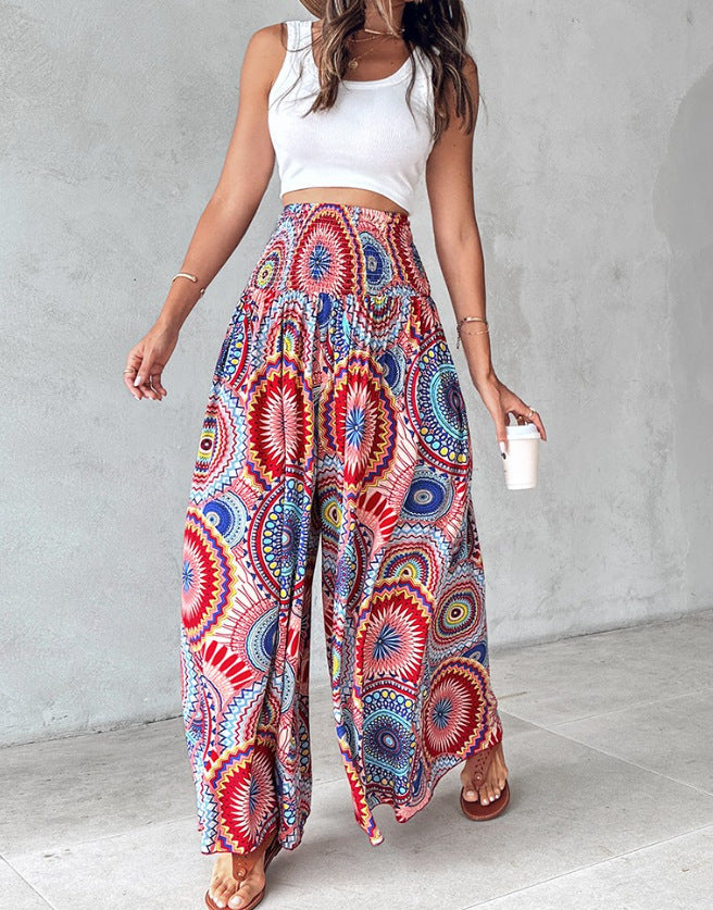 Pantaloni retro florali cu picior larg de Cristina Gore