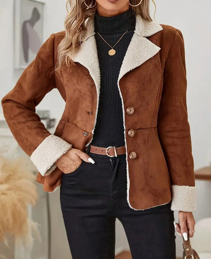 Jachetă Cristina din piele de shearling - Eleganță scurtă, căptușită