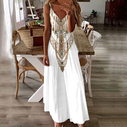 Rochie maxi de vară Cristina Gore cu imprimeu boho