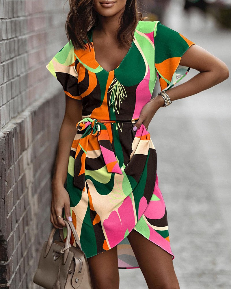 Rochie de vară Cristina Gore cu imprimeu vibrant, stil naveta
