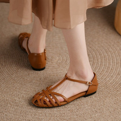 Sandale plate Cristina cu barete în T – Stil clasic de vară