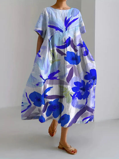 Rochie midi de vară Cristina Gore cu imprimeu floral artistic