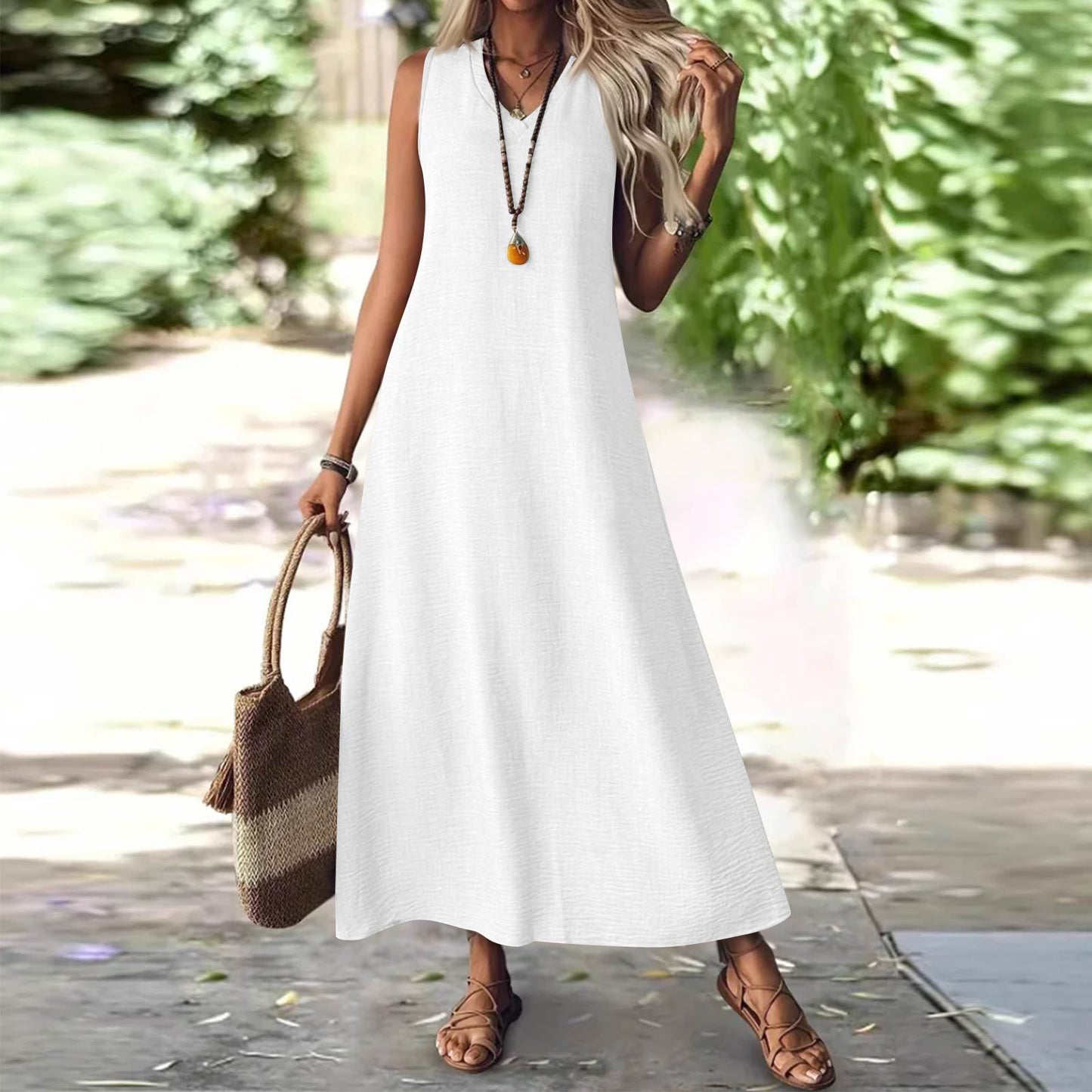 Rochie elegantă fără mâneci din cânepă Cristina Gore