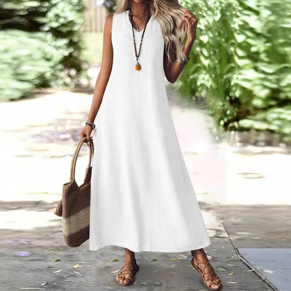 Rochie elegantă fără mâneci din cânepă Cristina Gore