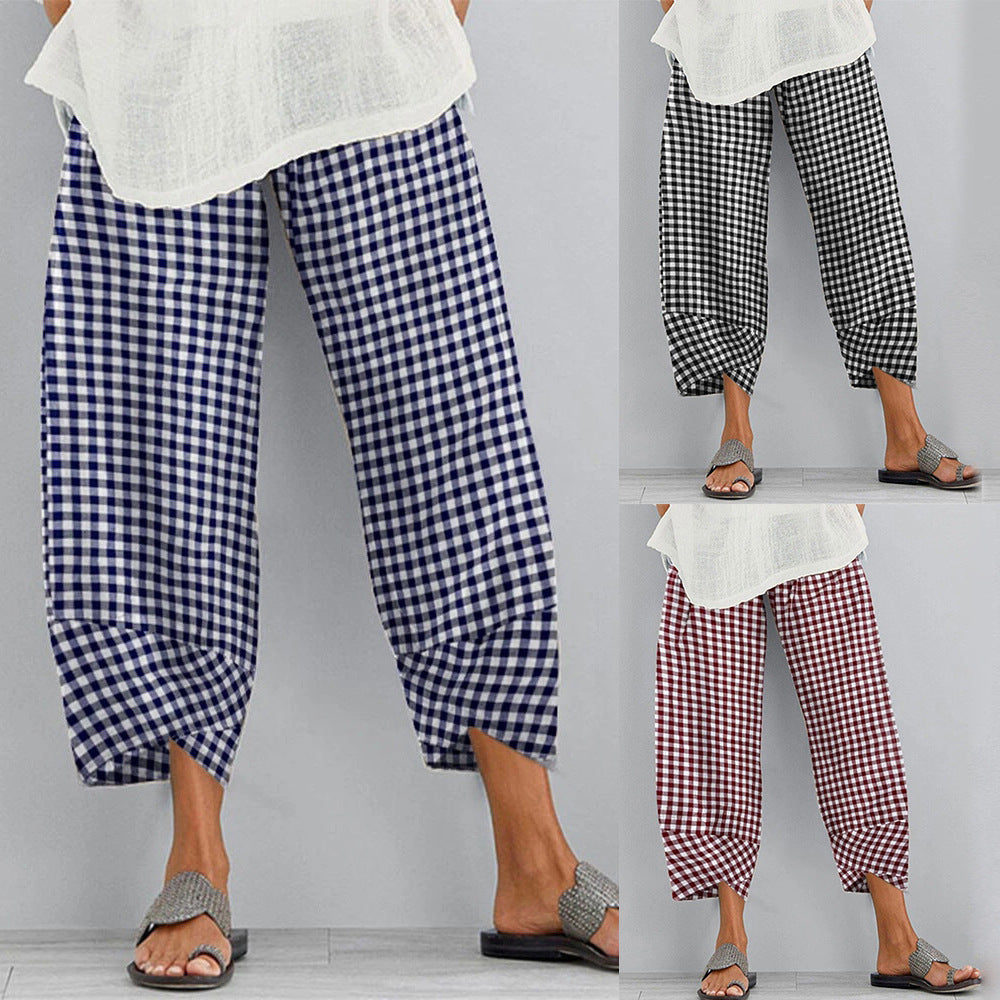 Versatile Checkered Cropped Pants by Cristina Gore