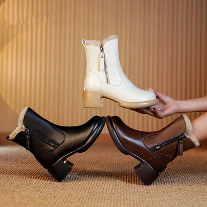 Ghete Cristina din blană de iepure - Fermoar lateral cald