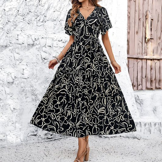 Rochie midi cu mânecă scurtă și imprimeu floral Cristina Gore